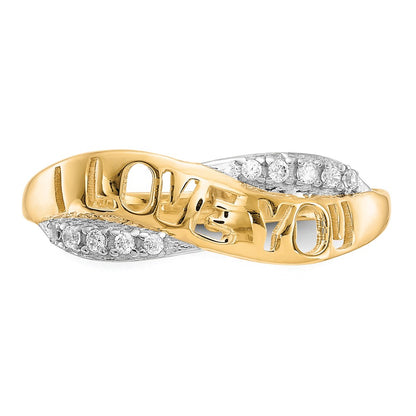 10K and White Rhodium CZ I LOVE YOU Ring
