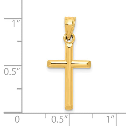 10k Polished Solid Cross Pendant