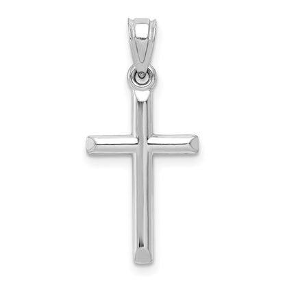 10k White Gold Polished Hollow Cross Pendant