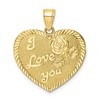 10K Diamond-Cut I LOVE YOU Heart with Rose Charm