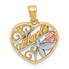 10K Two-Tone and White Rhodium ABUELA in Heart Pendant