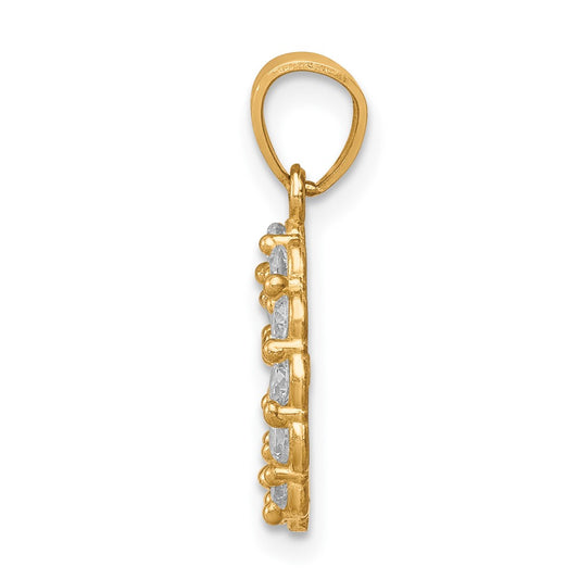 10K Two-Tone and White Rhodium CZ Oval Our Lady of Guadalupe Pendant