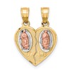 10K Two-Tone and White Rhodium Our Lady of Guadalupe Break-Apart TE AMO Heart Pendant