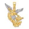 10K and White Rhodium Diamond-cut Saint Michael Pendant