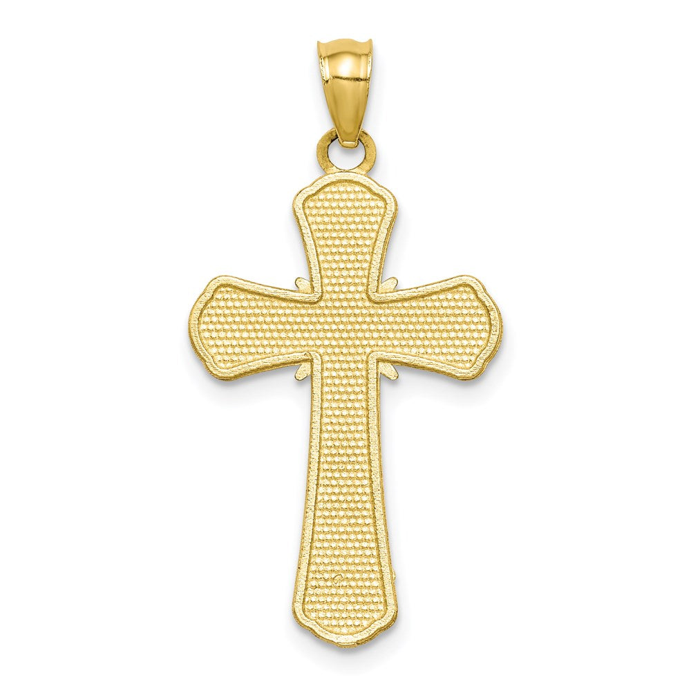 10K Polished Textured Crucifix Pendant