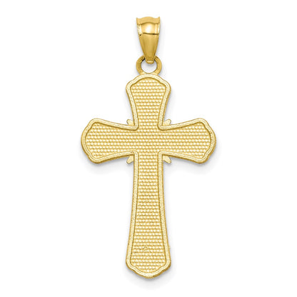 10K Polished Textured Crucifix Pendant