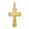 10K Polished Textured Crucifix Pendant
