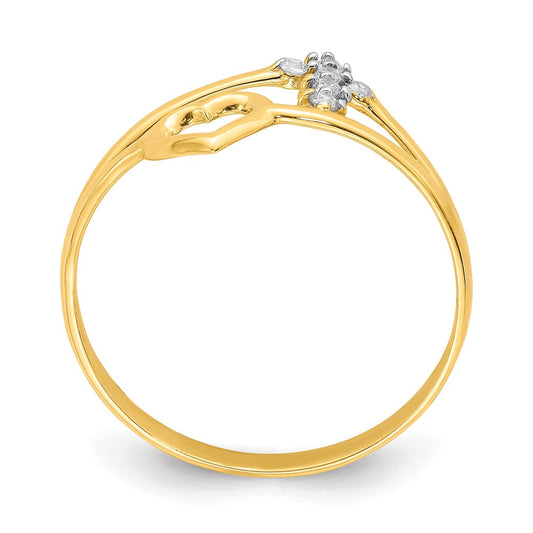 10K Heart and Cross CZ Ring
