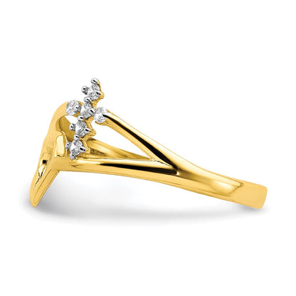 10K Heart and Cross CZ Ring