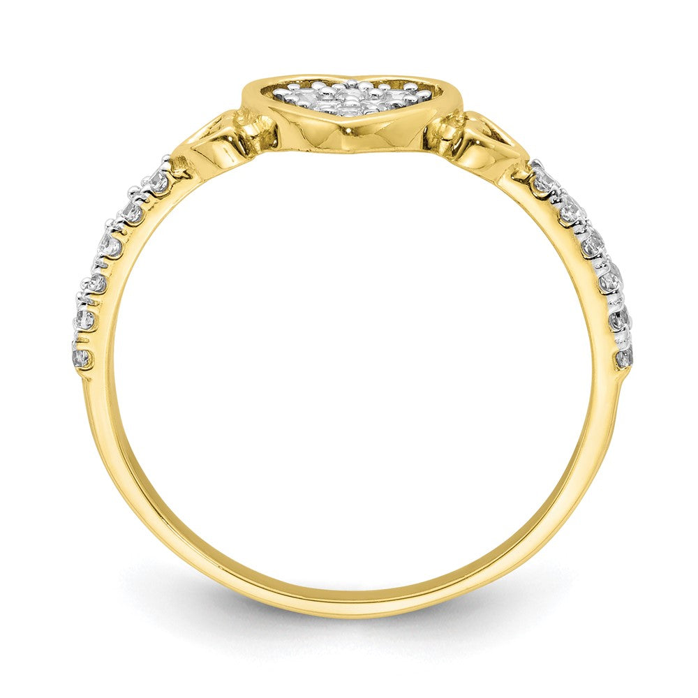 10K Pave CZ Fancy Heart Ring