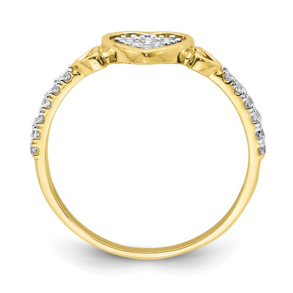10K Pave CZ Fancy Heart Ring