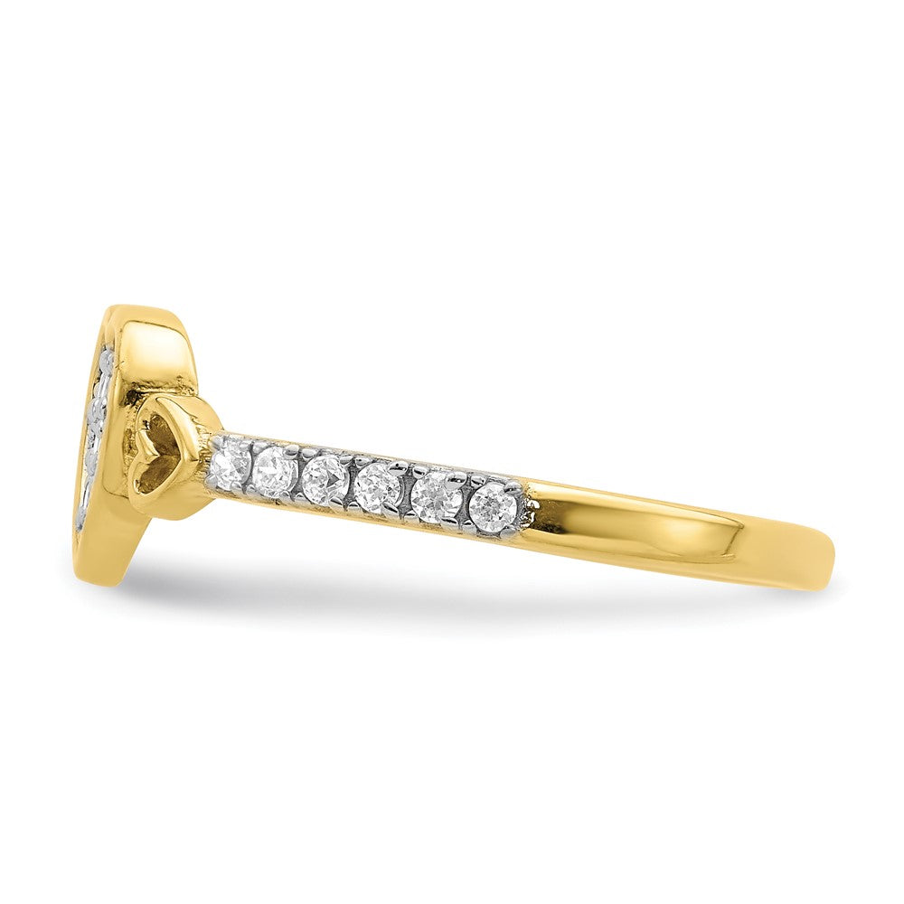 10K Pave CZ Fancy Heart Ring