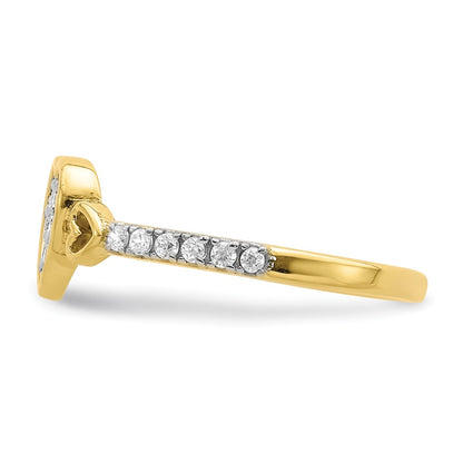10K Pave CZ Fancy Heart Ring