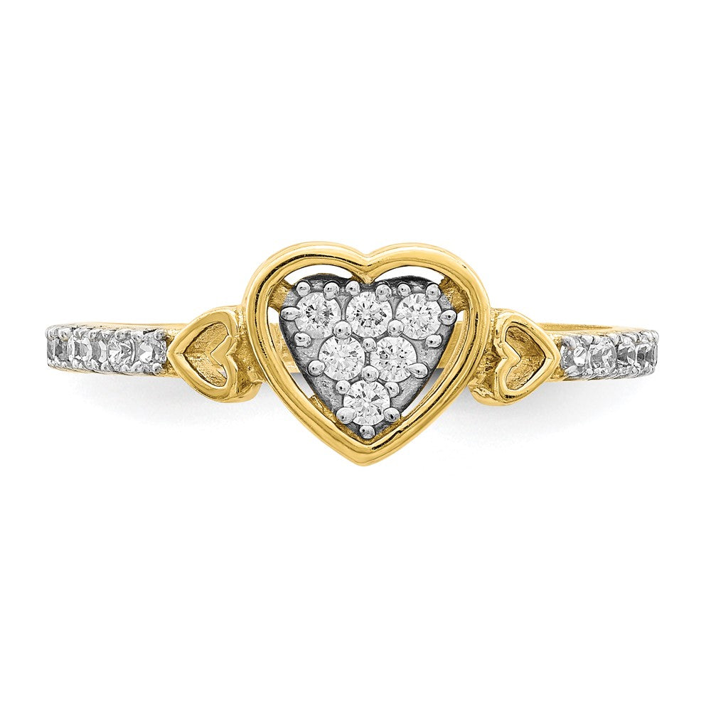 10K Pave CZ Fancy Heart Ring