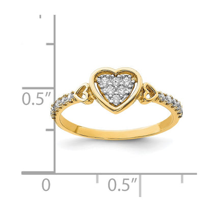 10K Pave CZ Fancy Heart Ring