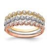 10K Tri-color Set of Three Stackable Clear CZ Rings