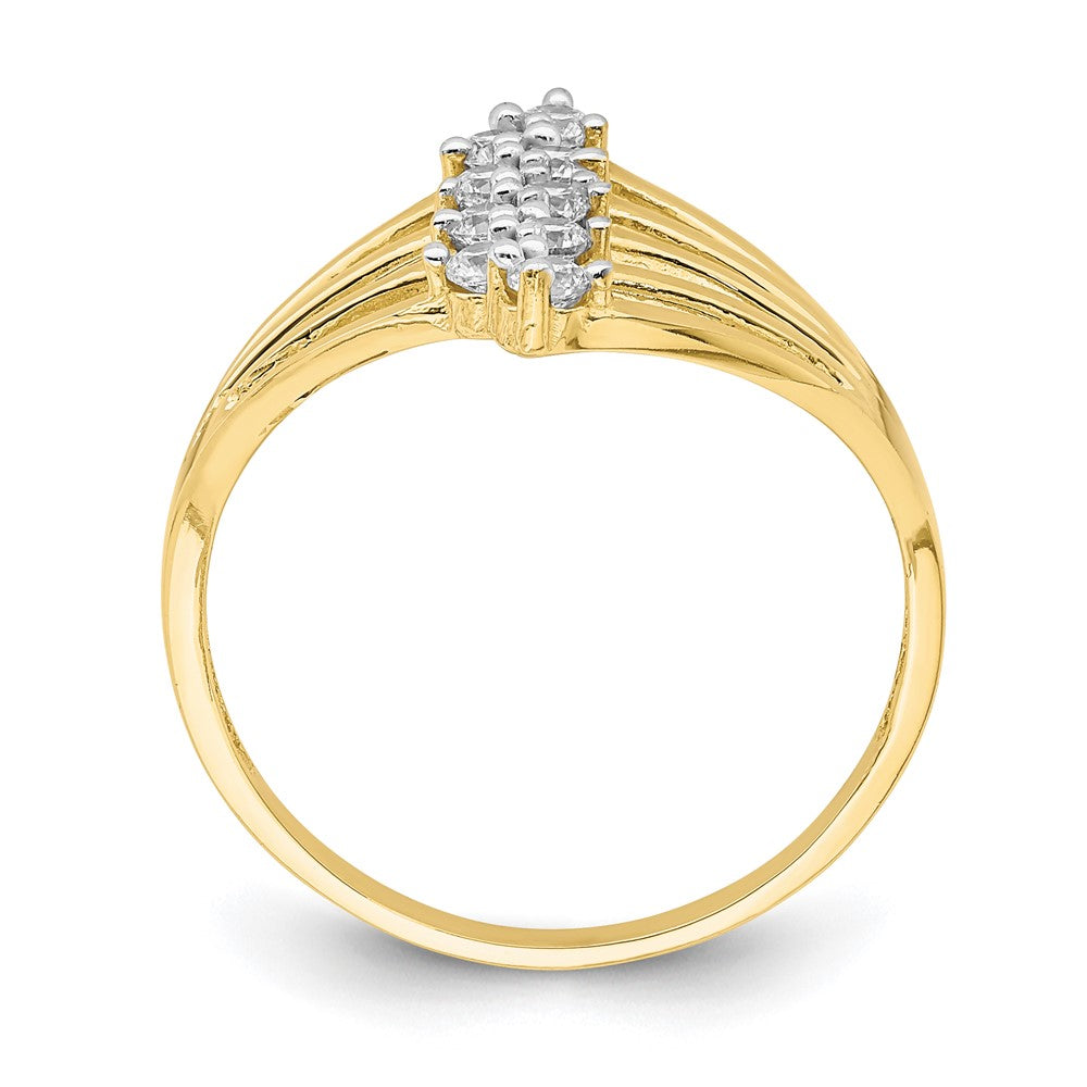 10K Clear CZ 9-Stone Ring