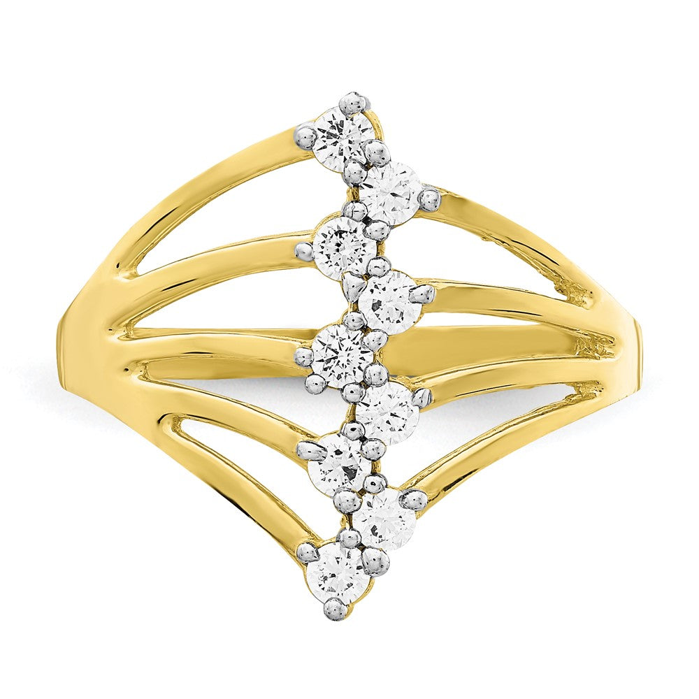 10K Clear CZ 9-Stone Ring