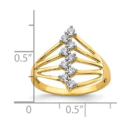 10K Clear CZ 9-Stone Ring