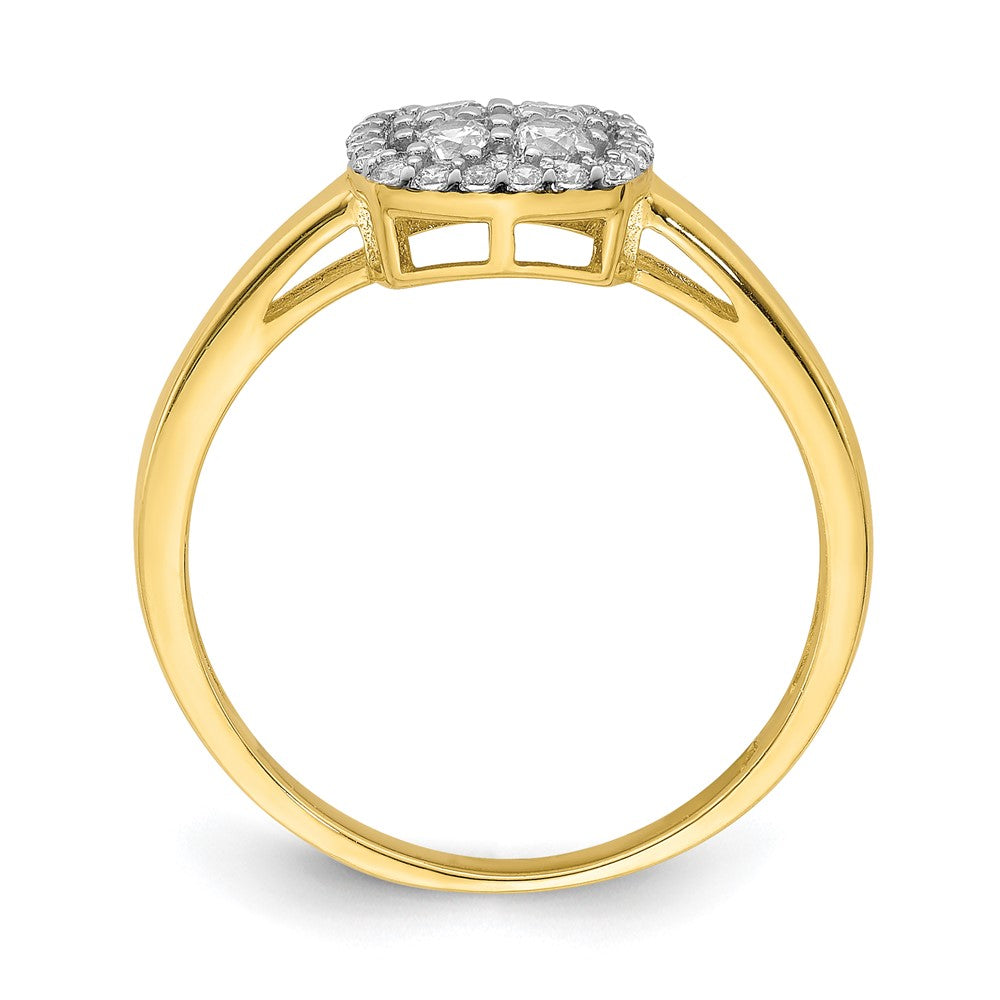 10K Square Cluster Clear CZ Fancy Ring