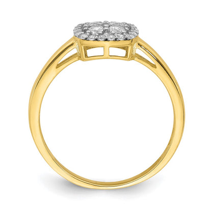 10K Square Cluster Clear CZ Fancy Ring