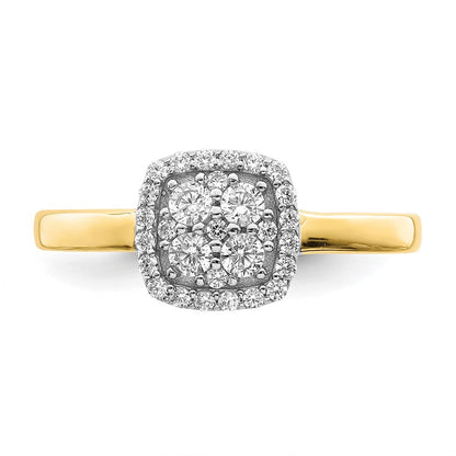 10K Square Cluster Clear CZ Fancy Ring