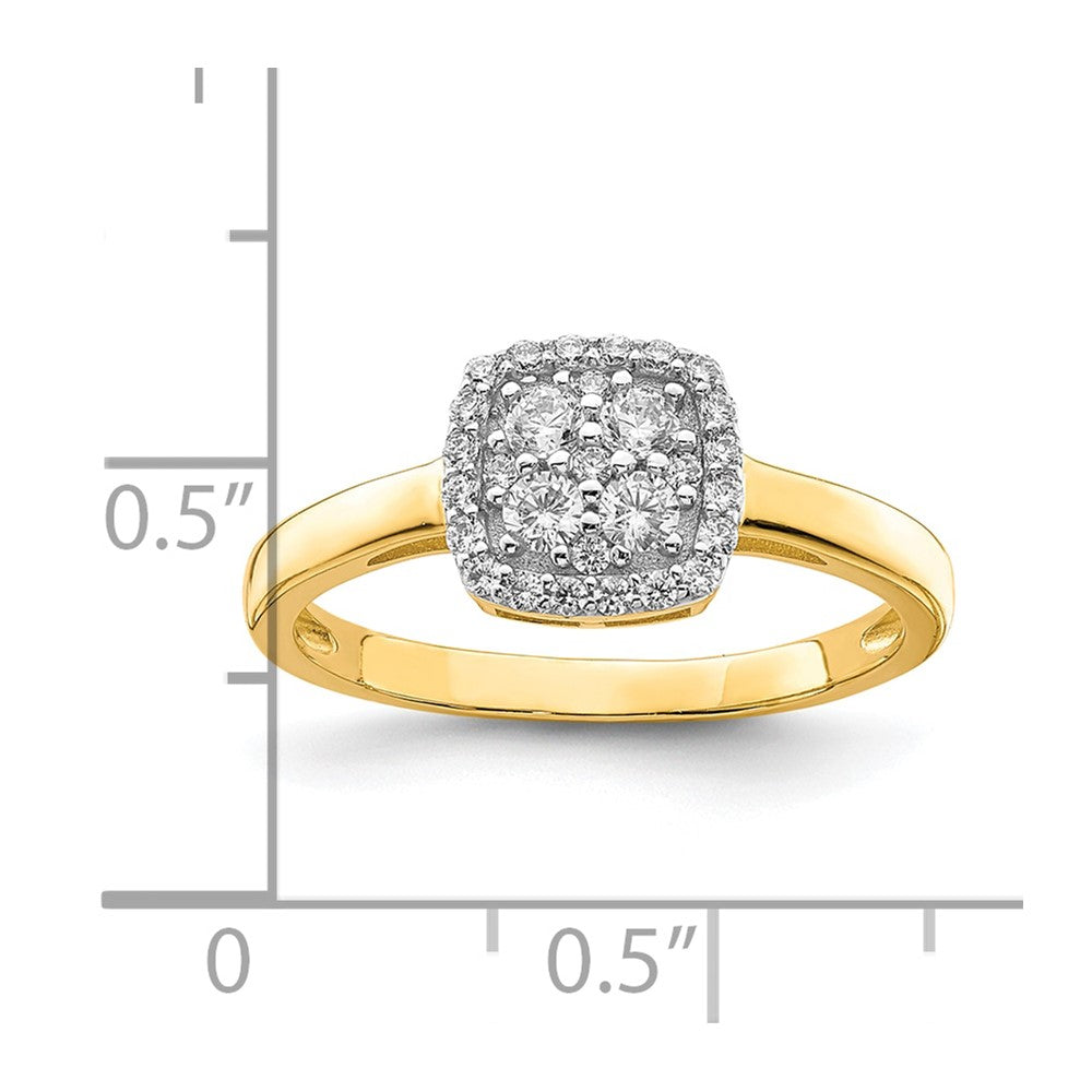 10K Square Cluster Clear CZ Fancy Ring