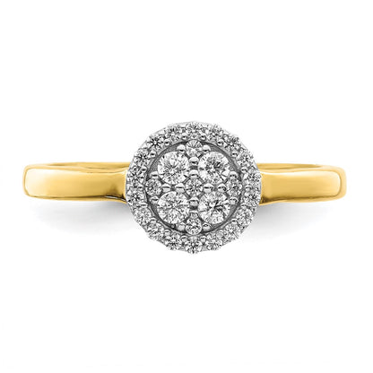 10K Circle Cluster Clear CZ Fancy Ring