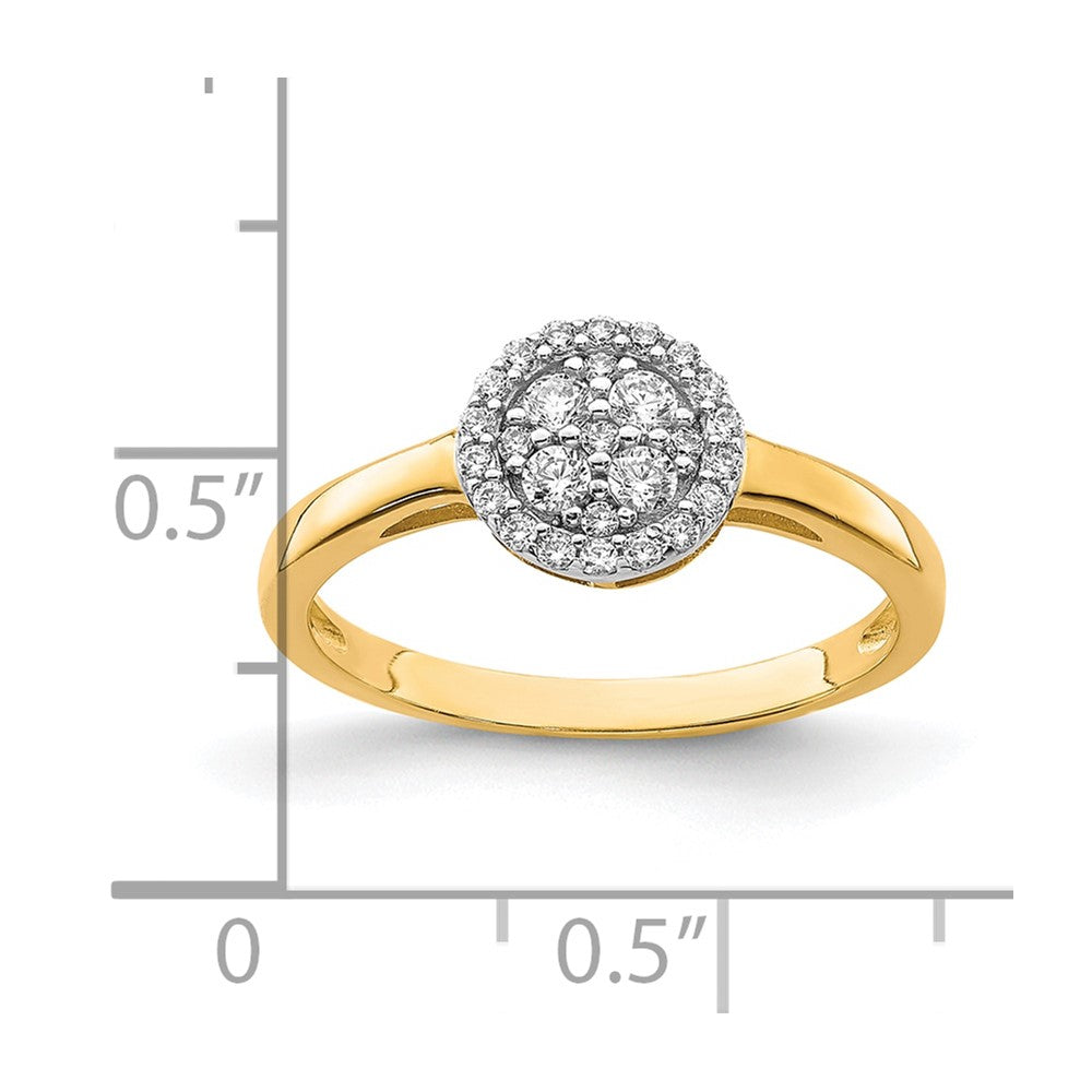 10K Circle Cluster Clear CZ Fancy Ring