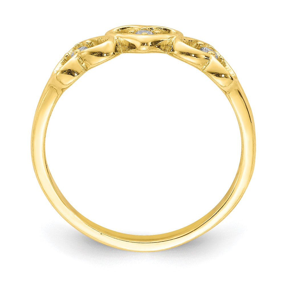 10K CZ 3-Heart Size 2.5 Baby Ring
