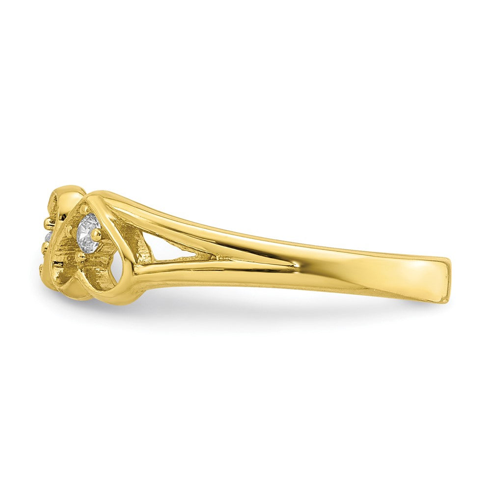 10K CZ 3-Heart Size 2.5 Baby Ring