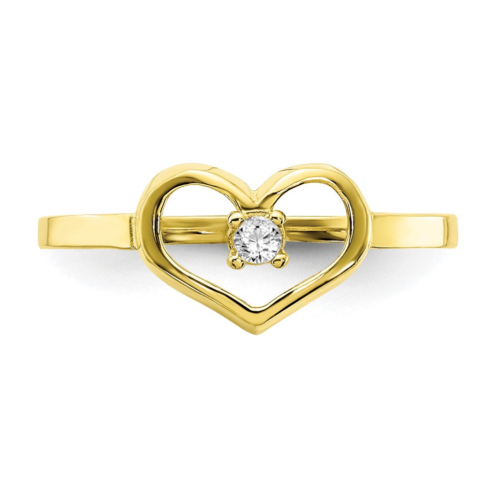 10K CZ Heart Size 2 Baby Ring