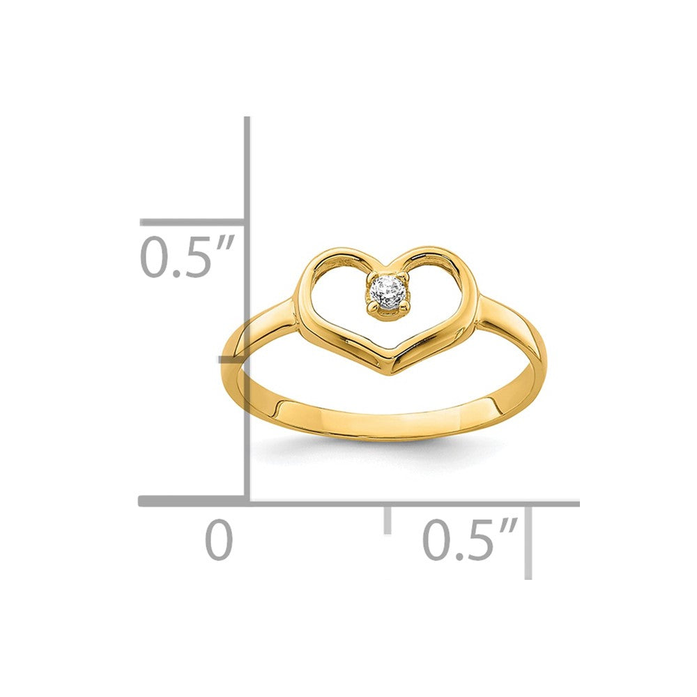 10K CZ Heart Size 2 Baby Ring