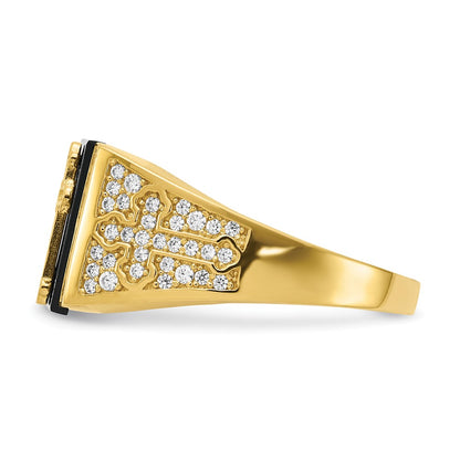 IB Goodman 10K Mens CZ and Cross Square Onyx Ring