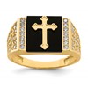 IB Goodman 10K Mens CZ and Cross Square Onyx Ring