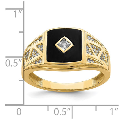 IB Goodman 10k Mens CZ and Onyx Ring