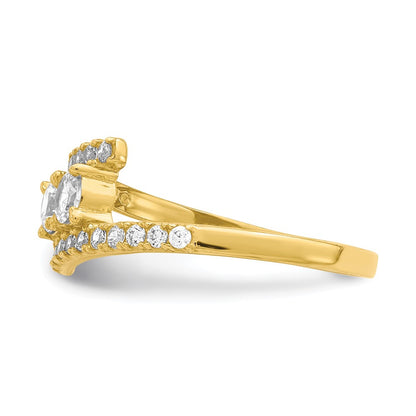 10K 2-Stone Clear CZ Fancy Bypass Ring
