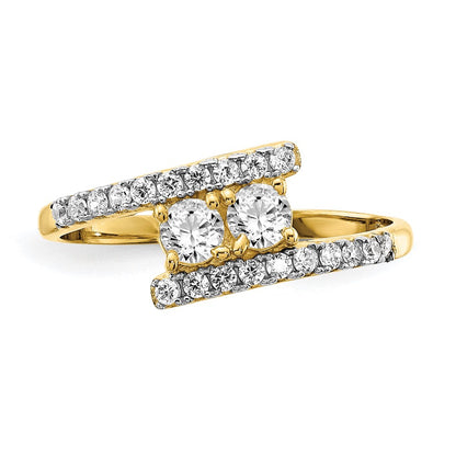 10K 2-Stone Clear CZ Fancy Bypass Ring