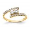 10K 2-Stone Clear CZ Fancy Bypass Ring