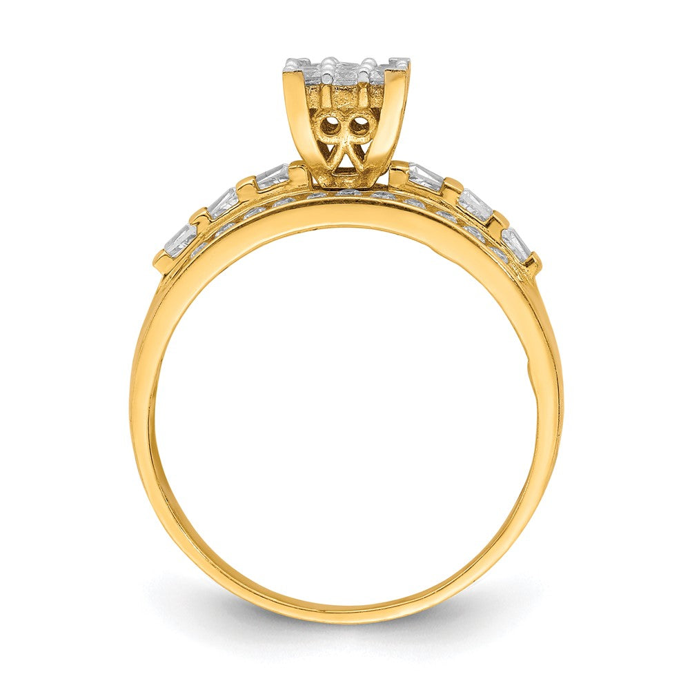 10K Clear CZ Micropave Square Solitaire Ring