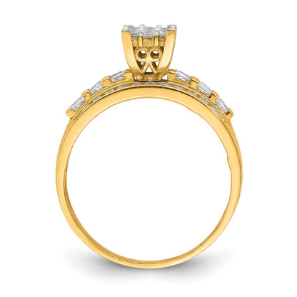 10K Clear CZ Micropave Square Solitaire Ring