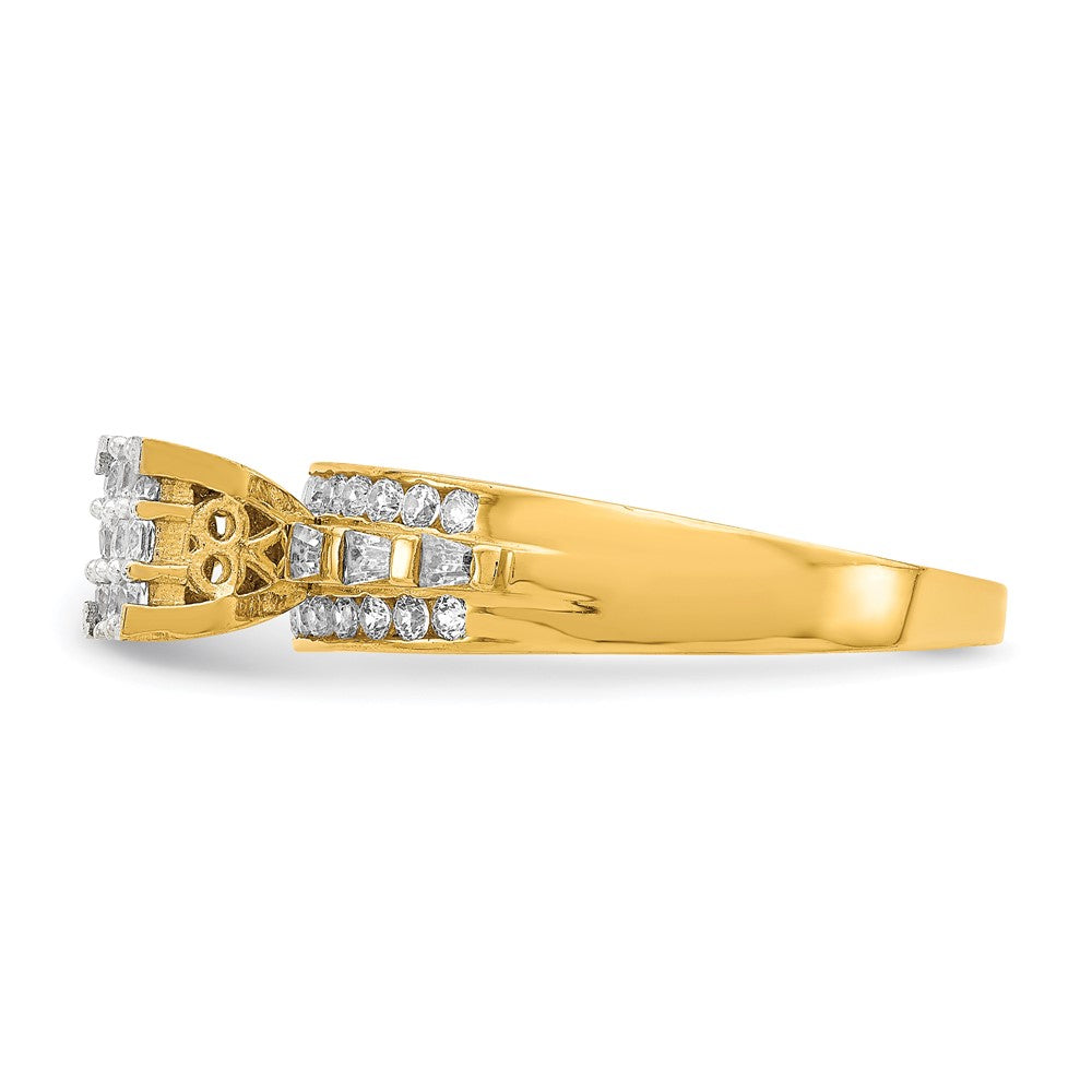 10K Clear CZ Micropave Square Solitaire Ring