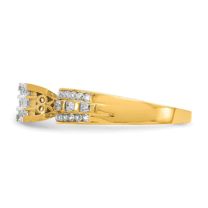 10K Clear CZ Micropave Square Solitaire Ring