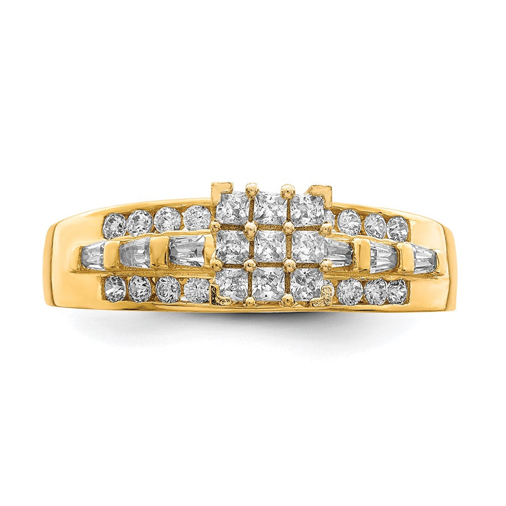 10K Clear CZ Micropave Square Solitaire Ring