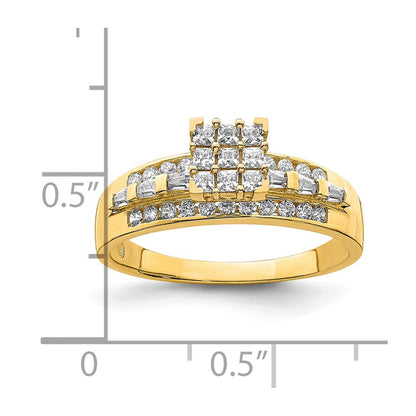 10K Clear CZ Micropave Square Solitaire Ring