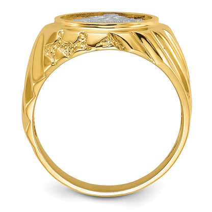 IB Goodman 10k Two-tone Mens Polished and Textured Masonic Ring