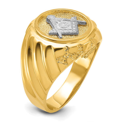 IB Goodman 10k Two-tone Mens Polished and Textured Masonic Ring