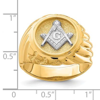 IB Goodman 10k Two-tone Mens Polished and Textured Masonic Ring