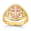 10K Two-Tone Filigree Cross Ring