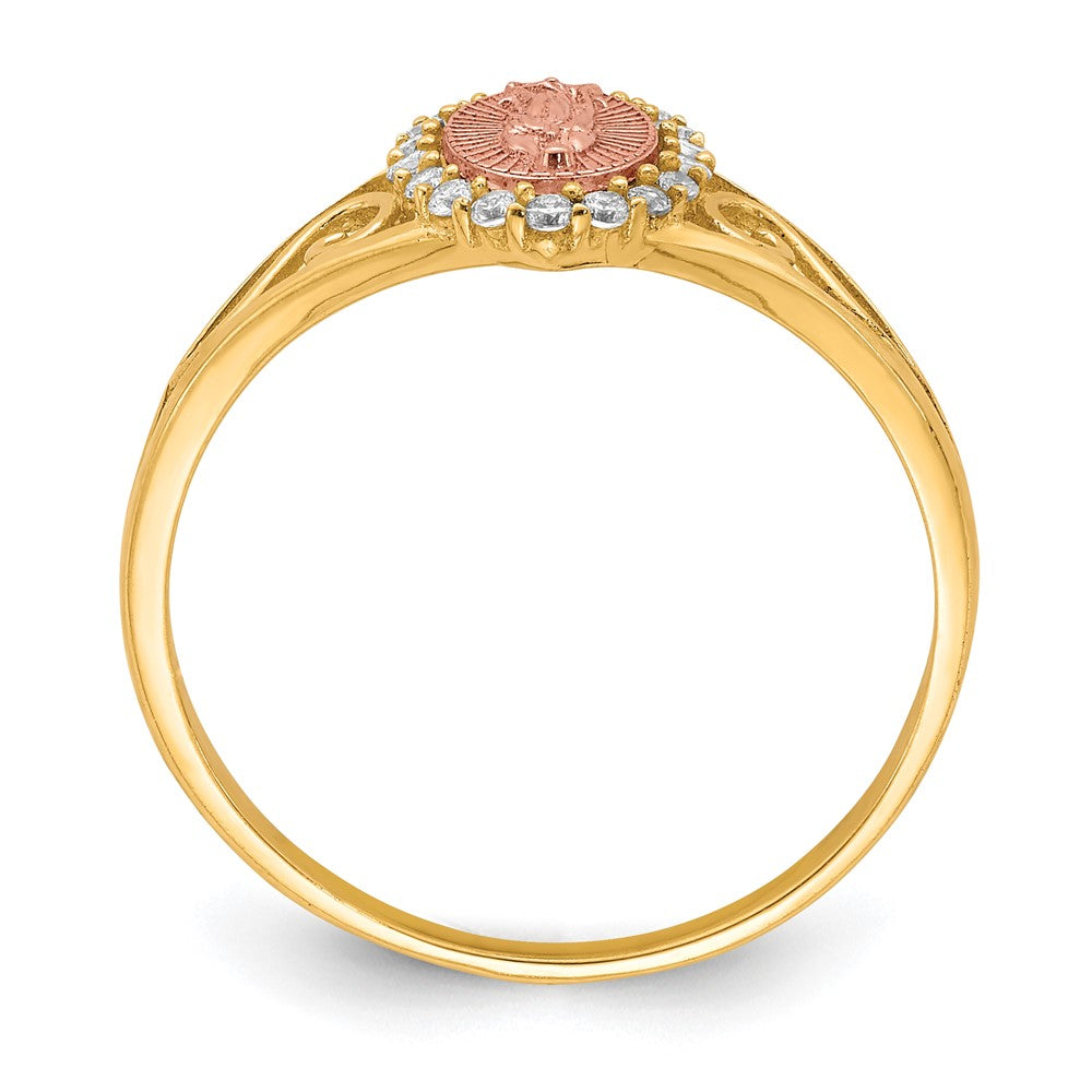 10K Two-Tone CZ Our Lady of Guadalupe Ring